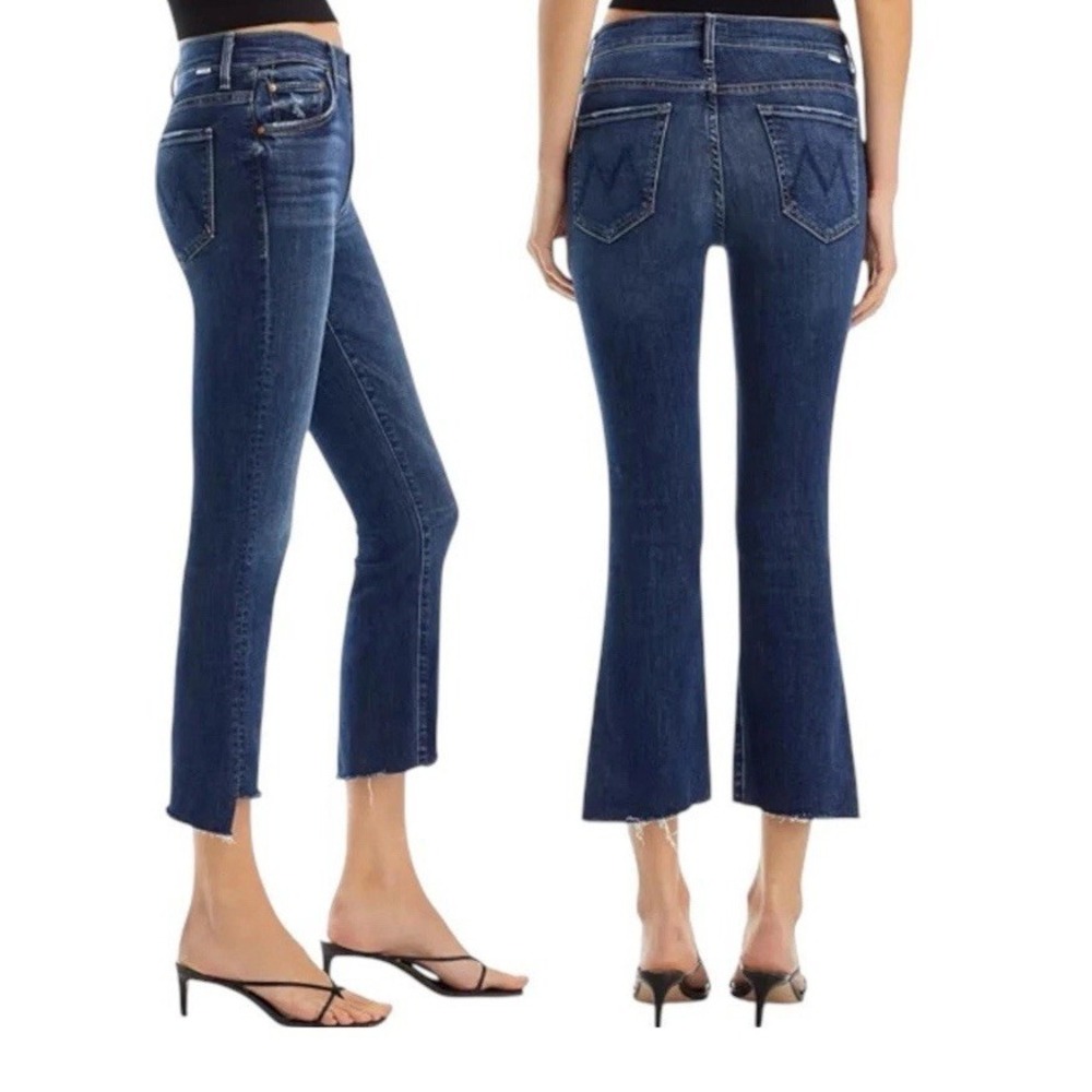 MOTHER The Insider High Rise Crop Step Fray Bootcut Jeans size 25 in Teaming Up - Picture 2 of 12
